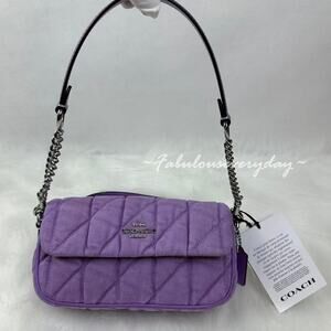 Coach Hailey Flap Bag Shoulder/Crossbody In Quilted Denim/Silver/Iris CBI88 NWT